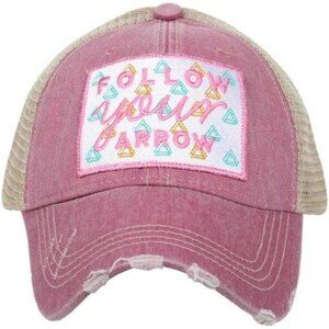 Katydid Follow Your Arrow Mauve Distressed Trucker Hat Cap